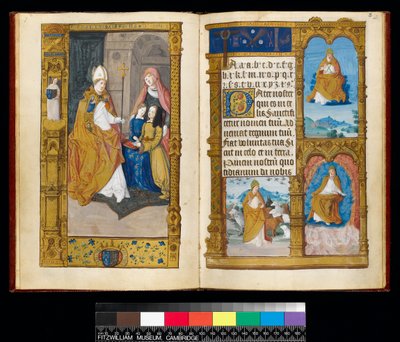 Ms 159, fol 2v und 3r Anne von Bretagne wird St. Claude vorgestellt, aus 